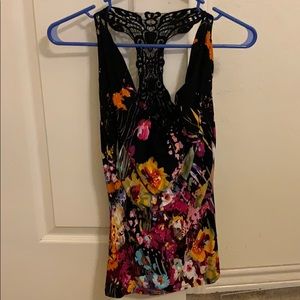 Sexy halter with lace back built in bra